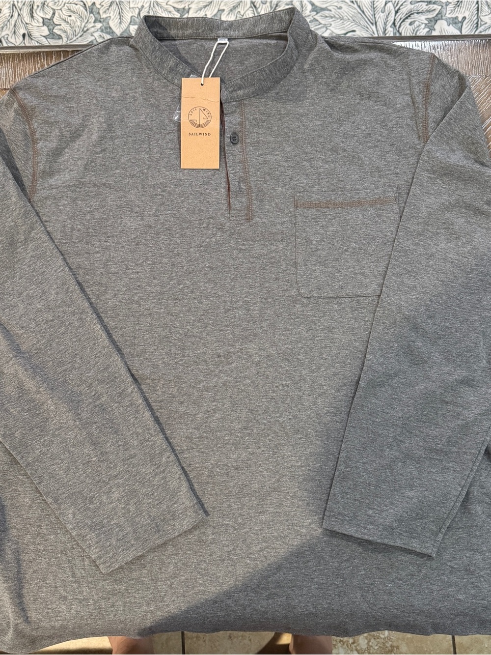 Men's Long Sleeve Henley Shirt - Gray